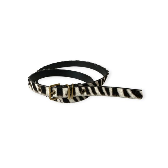J.CREW Calf Hair Belt in Zebra Stripe, Size L, Never Used - Picture 1 of 9